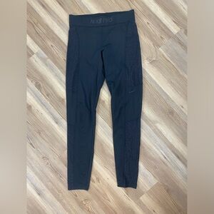 Nike Pro Dry Fit Leggings M with Textured Mesh Glittering Panels Black Logo